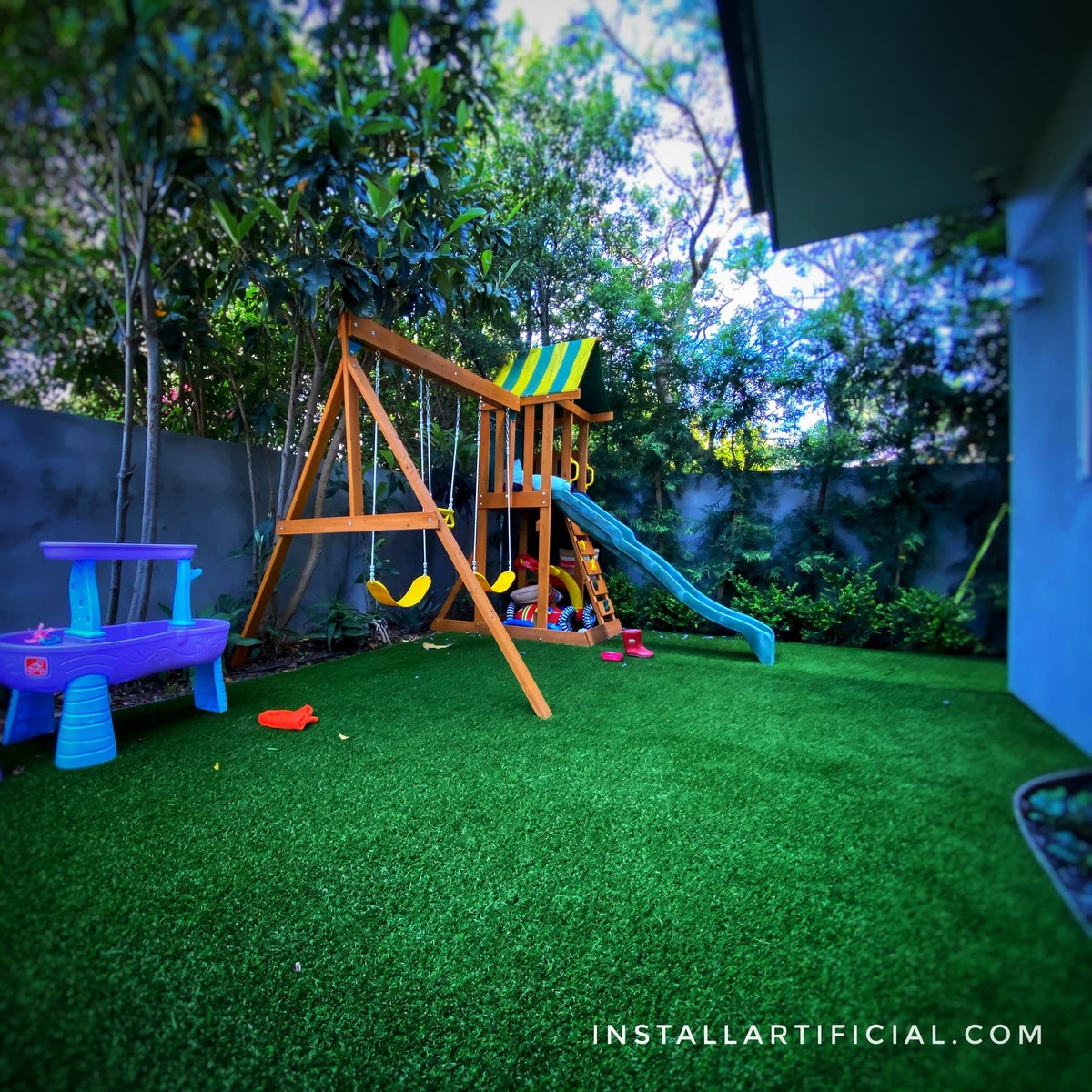 backyard play area grass residential