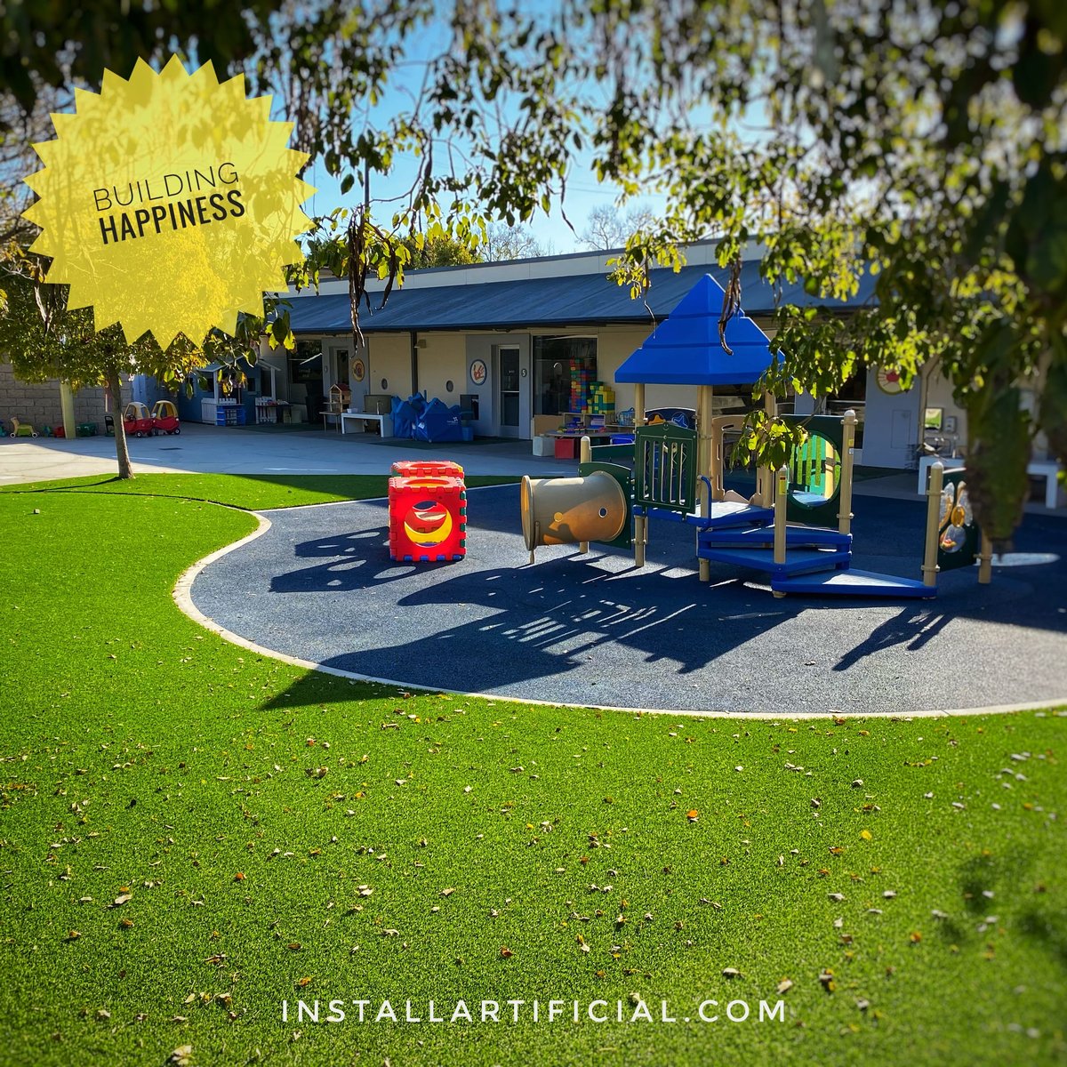 child facility day care with artificial turf