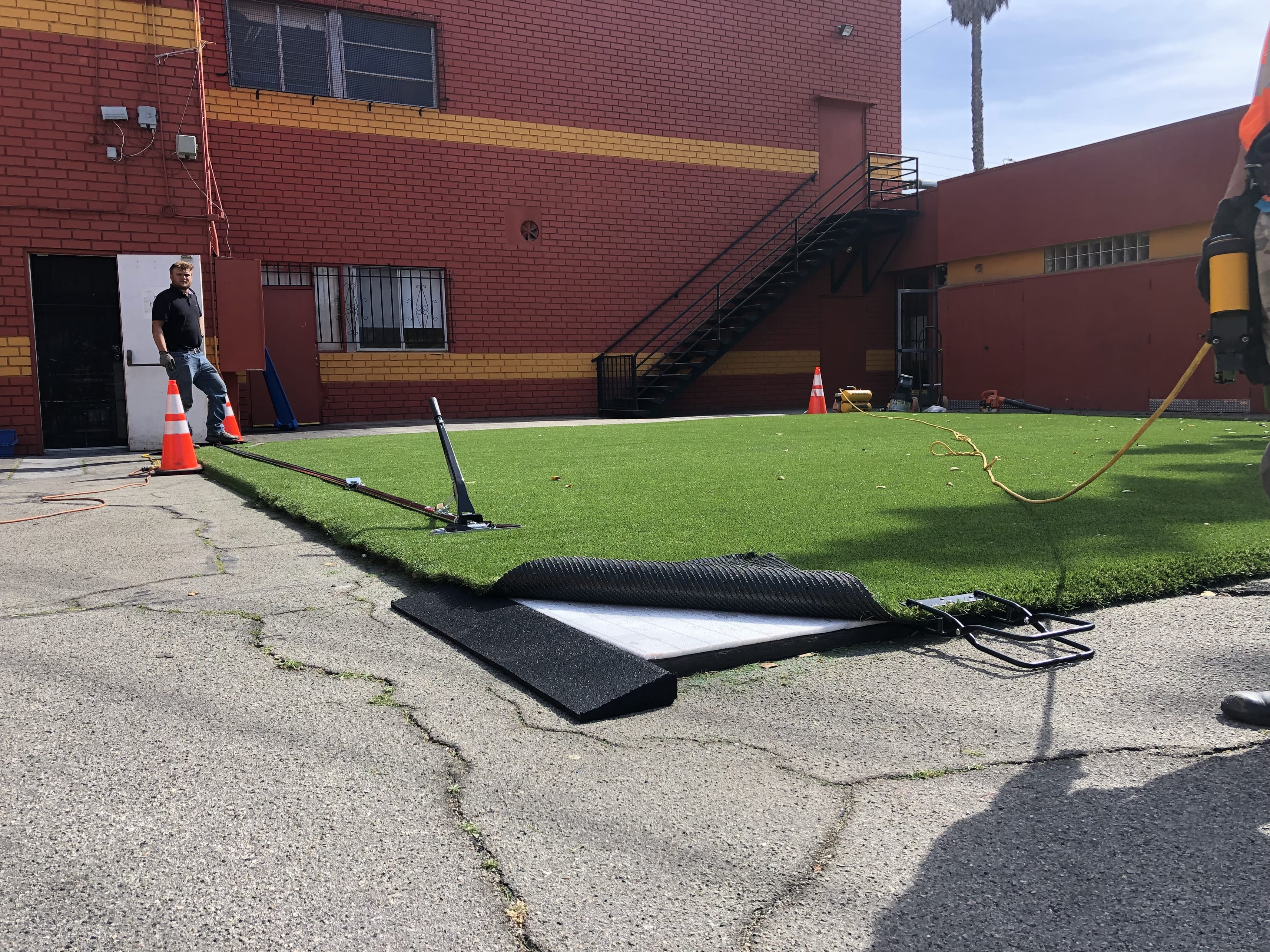 playground during construction showing foam system